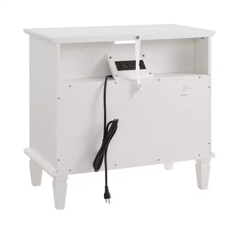 Zeus & Ruta Open Space and 2 Drawers Dresser Nightstand with Charging Station, with USB Ports and Outlets, for Bedroom