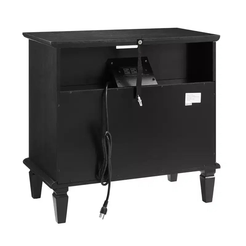 Zeus & Ruta Open Space and 2 Drawers Dresser Nightstand with Charging Station, with USB Ports and Outlets, for Bedroom