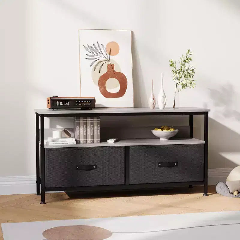 COZONY 55 Inch Rustic TV Stand, Industrial TV Console Table with 3-Tier Storage Shelves & 2 Drawers, for Flat & Curved TVs, Media Storage Center