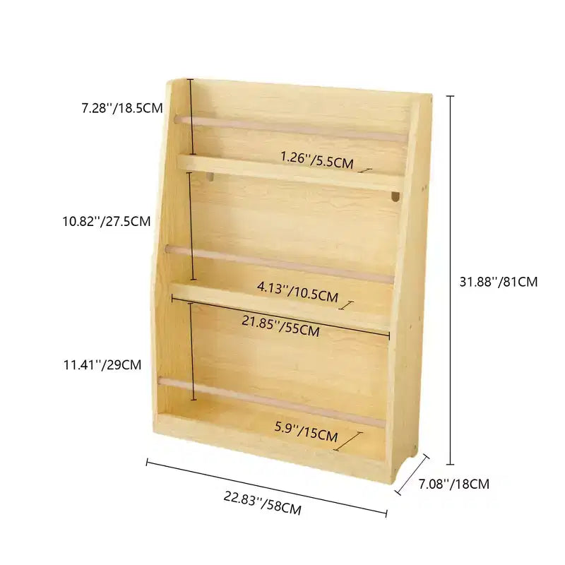 Homy Casa Kids 3-Tier Front-Facing Bookshelf for Playroom or Bedroom, Natural