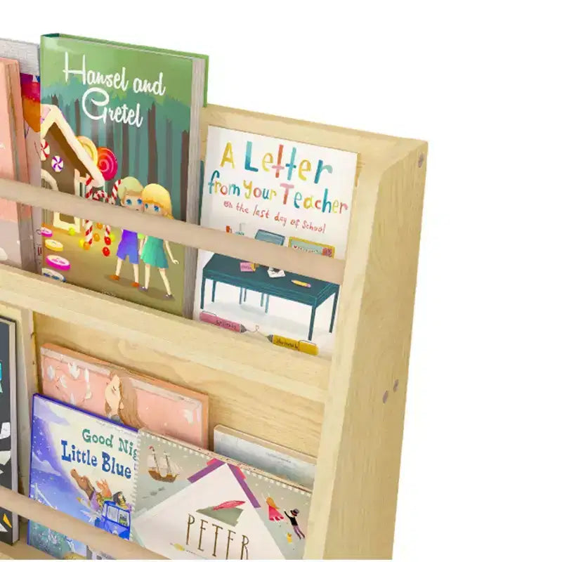 Homy Casa Kids 3-Tier Front-Facing Bookshelf for Playroom or Bedroom, Natural