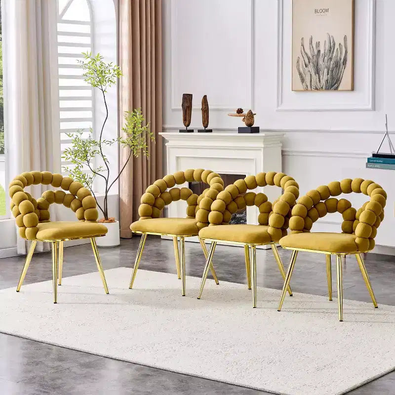 Set of 2 Modern Dining Chairs with Spherical Tufted Upholstery, Stylish Accent Chairs for Kitchen, Dining Room, or Living Areas-Panipeachy