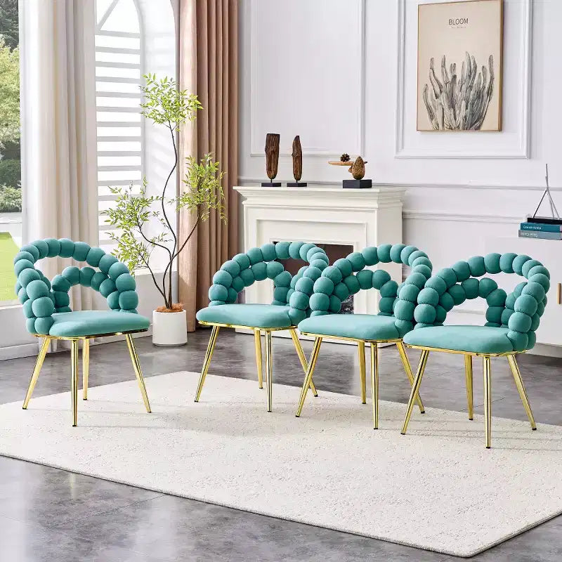 Set of 2 Modern Dining Chairs with Spherical Tufted Upholstery, Stylish Accent Chairs for Kitchen, Dining Room, or Living Areas-Panipeachy