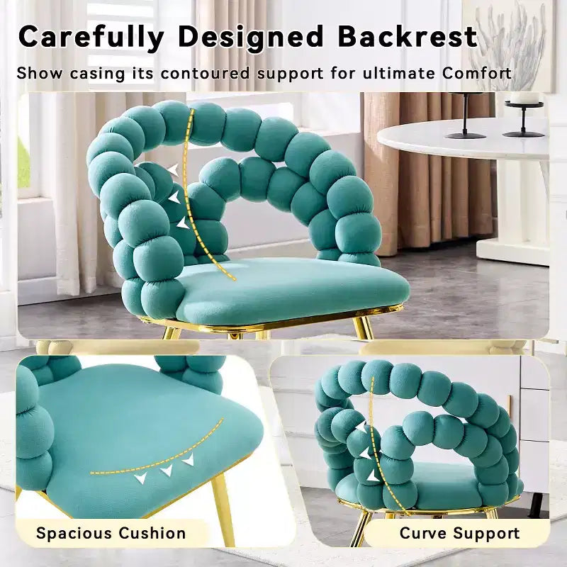 Set of 2 Modern Dining Chairs with Spherical Tufted Upholstery, Stylish Accent Chairs for Kitchen, Dining Room, or Living Areas-Panipeachy