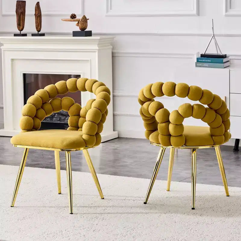 Set of 2 Modern Dining Chairs with Spherical Tufted Upholstery, Stylish Accent Chairs for Kitchen, Dining Room, or Living Areas-Panipeachy