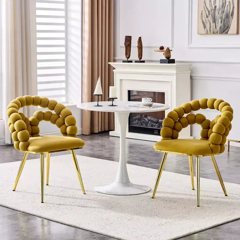 Set of 2 Modern Dining Chairs with Spherical Tufted Upholstery, Stylish Accent Chairs for Kitchen, Dining Room, or Living Areas-Panipeachy