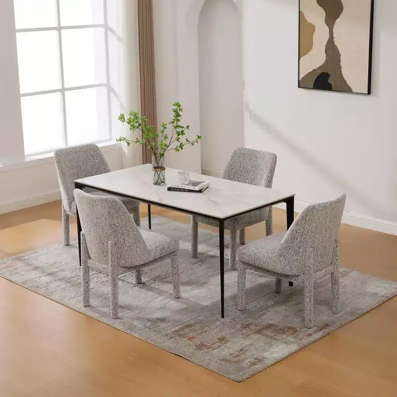 Set of 4 Modern Upholstered Dining Chairs with Curved Backrest, Wood Armless Side Chairs for Dining Room or Kitchen-Panipeachy
