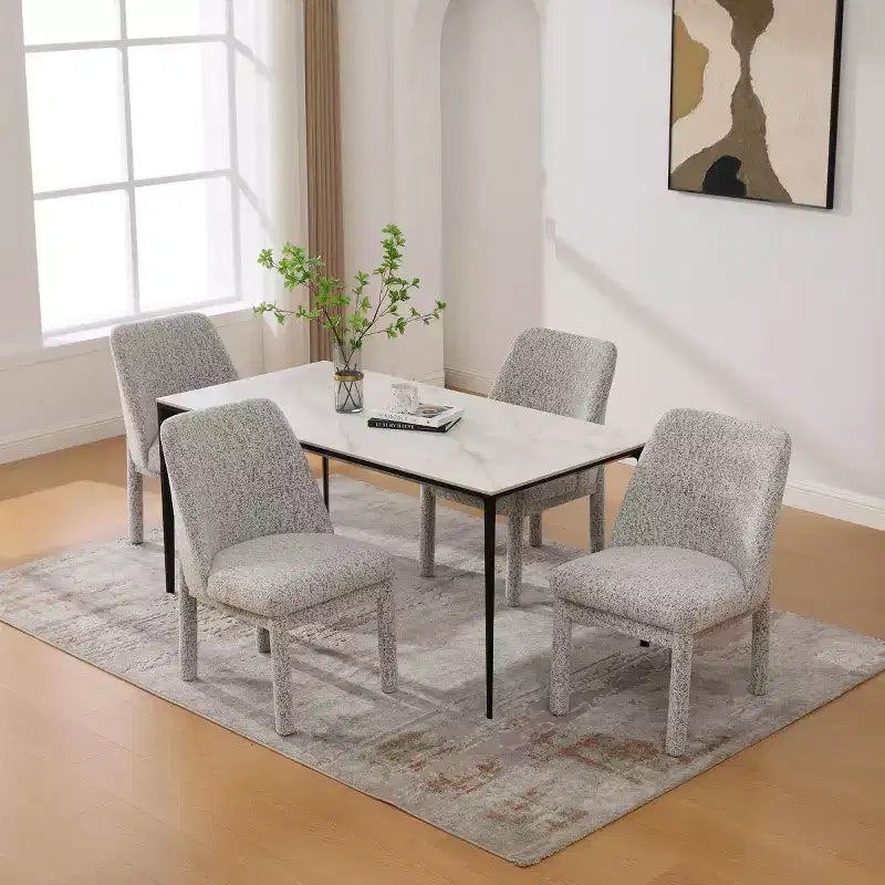 Set of 4 Modern Upholstered Dining Chairs with Curved Backrest, Wood Armless Side Chairs for Dining Room or Kitchen-Panipeachy