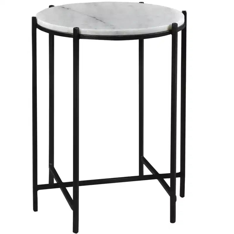 Crestview Collection Round Black Marble Accent_End Table
