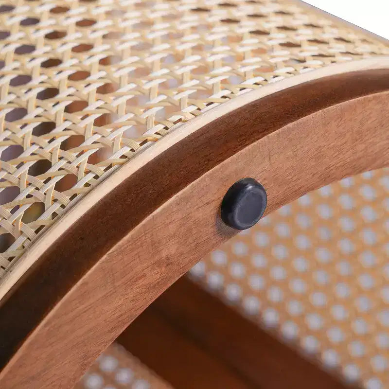 MAYEERTY 1 Pack Rattan Round Side Table with Storage, Boho End Table for Living Room, Bedroom, Modern Home Decor