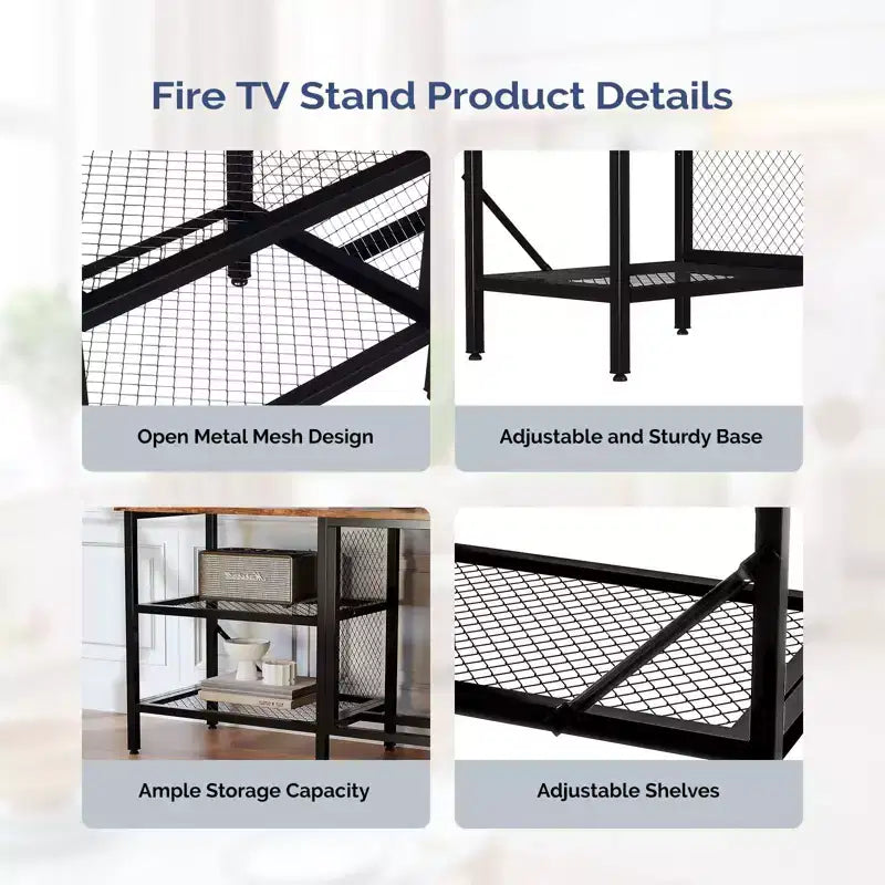 Farmhouse Industrial Style 58'' TV Stand For Tvs Up To 70'' With Electric Fireplace