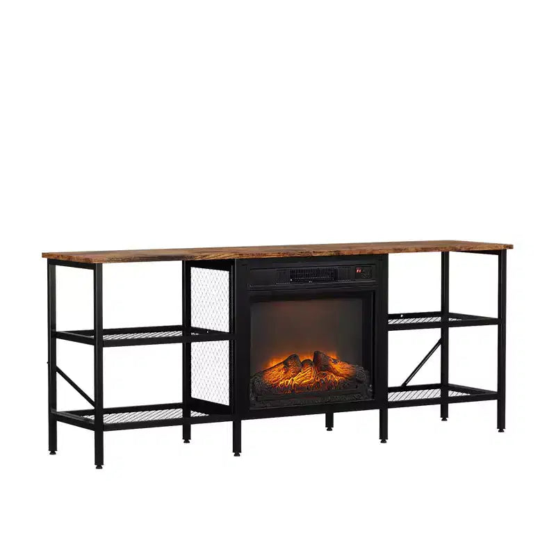 Farmhouse Industrial Style 58'' TV Stand For Tvs Up To 70'' With Electric Fireplace