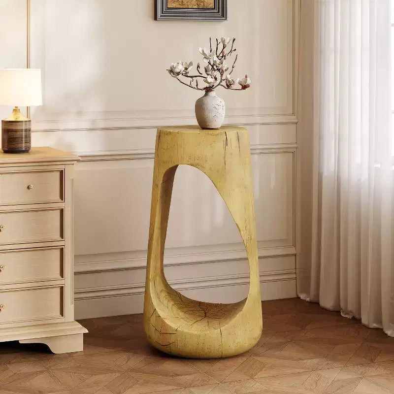 MAYEERTY 1 Pack Modern Hollow MGO End Table, Artistic Side Table for Living Room, Bedroom, Outdoor Patio