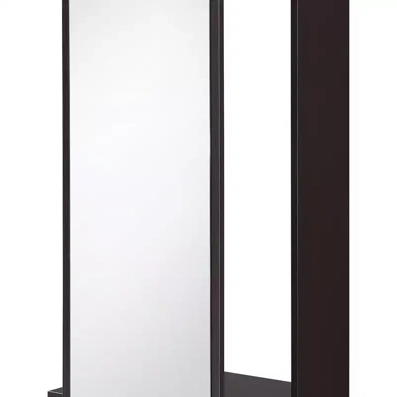 Arbre d'entrée Royal Hampton en miroir et bois avec tringle et roulettes, marron et argent