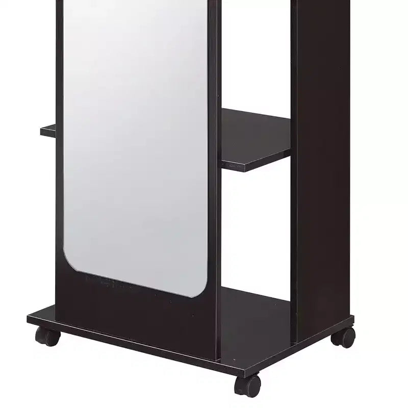 Arbre d'entrée Royal Hampton en miroir et bois avec tringle et roulettes, marron et argent