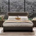Platform Bed Frame with Adjustable Headboard, Fabric Upholstered and Wooden Slats Support, Heavy Duty Foundation, for Bedroom, Dark Grey