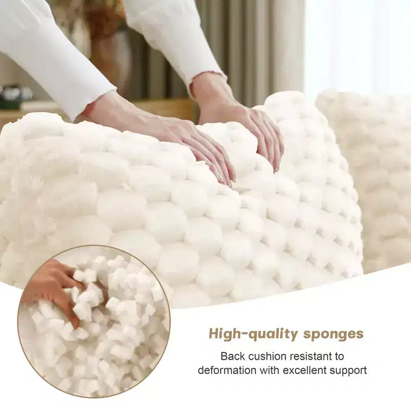 82 Modular Sectional Sofa Flannelette 2-Seater Deep Seat Buckle No Assembly Cream