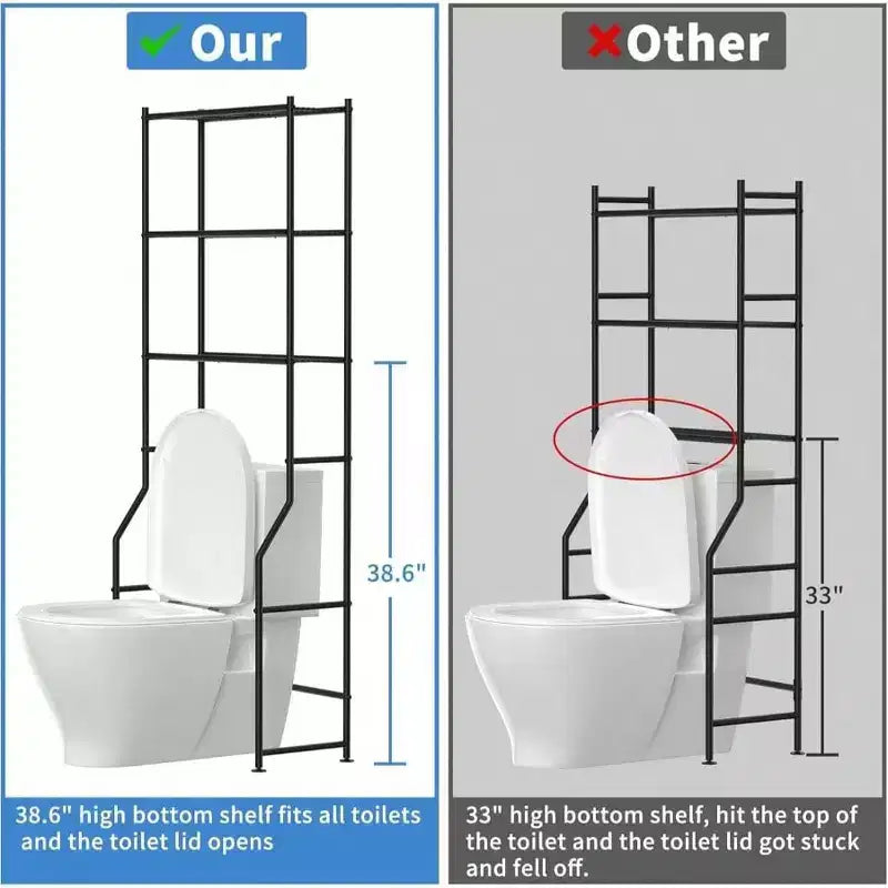 3 - Tier Over Toilet Storage Freestanding Metal Bathroom Shelves Space Saver Black