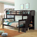 Whisen Twin-Over-Full Bunk Bed & Bed Frame with Stairway, Storage and Guard Rail