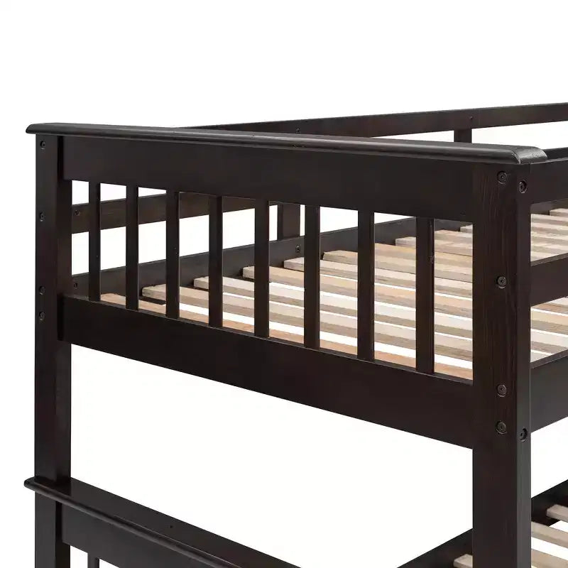 Whisen Twin-Over-Full Bunk Bed & Bed Frame with Stairway, Storage and Guard Rail