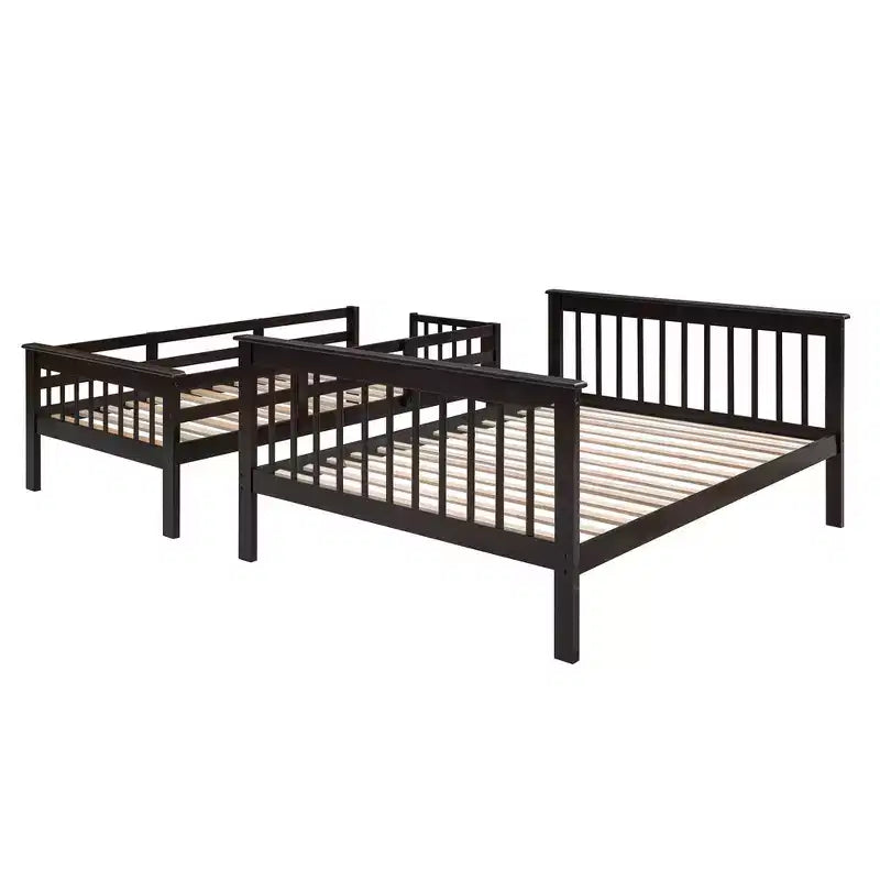 Whisen Twin-Over-Full Bunk Bed & Bed Frame with Stairway, Storage and Guard Rail