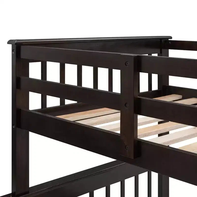 Whisen Twin-Over-Full Bunk Bed & Bed Frame with Stairway, Storage and Guard Rail