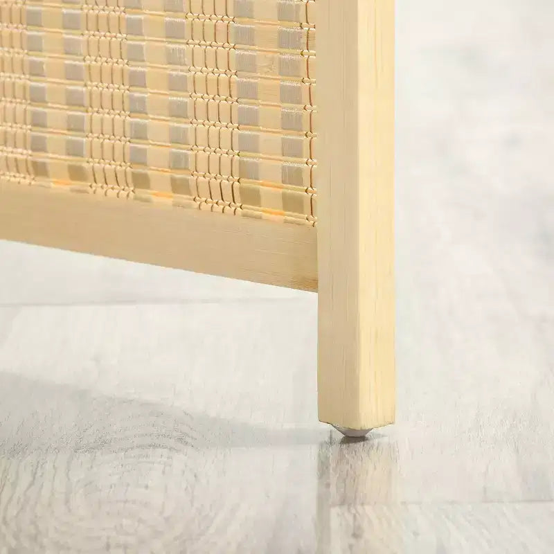 4-Panel Folding Room Divider, 6 Ft Freestanding Bamboo Privacy Screen Panel with Storage Shelves for Bedroom or Office