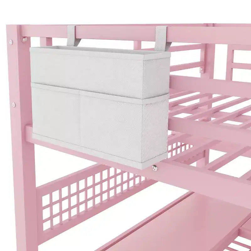 Whisen Full Size Metal Loft Bed & Bed Frame with Staircase and Wardrobe, Desk, Storage Shelves