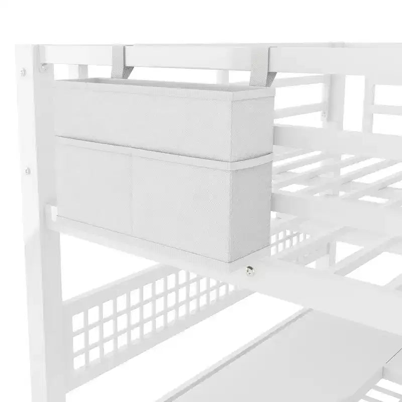 Whisen Full Size Metal Loft Bed & Bed Frame with Staircase and Wardrobe, Desk, Storage Shelves