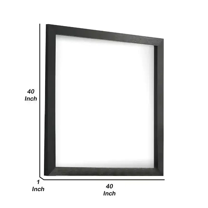 Royal Hampton Dresser Mirror, Beveled Glass, Black Wood, 40 Inch Square
