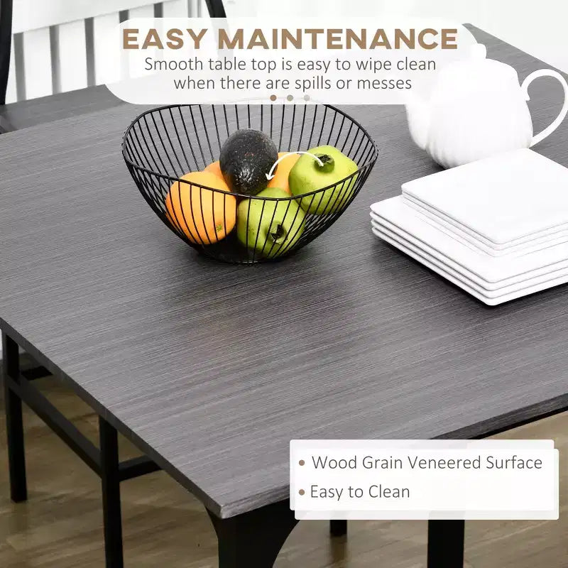 5-Piece Counter Height Bar Table with Space-Saving Design, Square Kitchen Table and Chairs Set with Footrest, Metal Legs, Industrial Dining Table