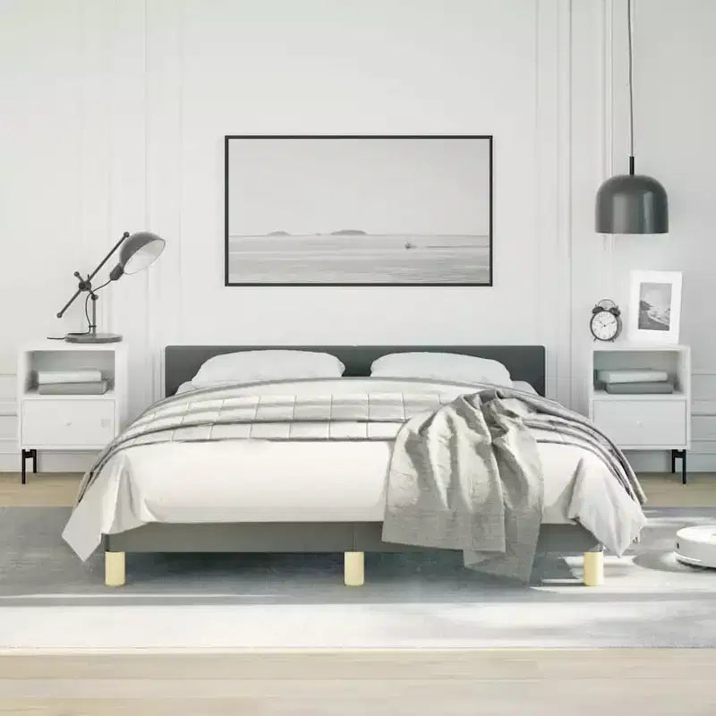 Bed Frame With Headboard Dark Grey