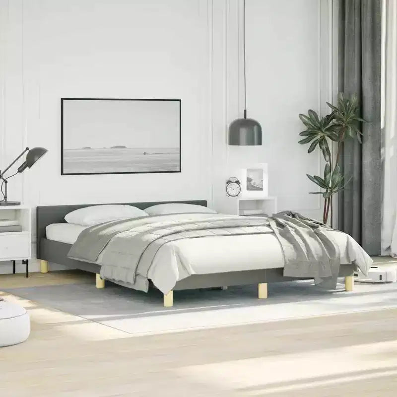Bed Frame With Headboard Dark Grey