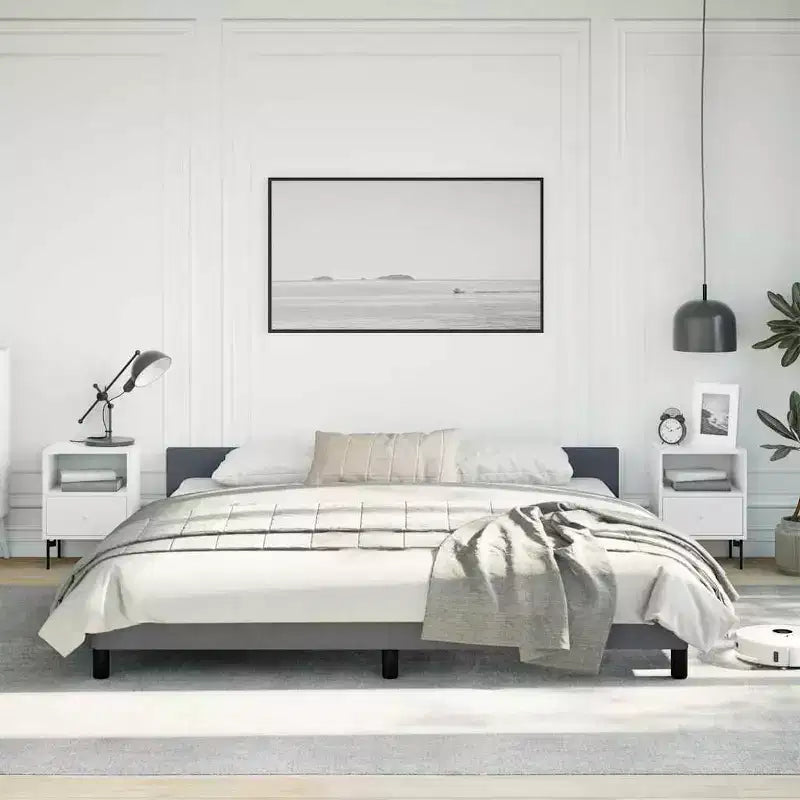 Bed Frame With Headboard Dark Grey Velvet Full Durable