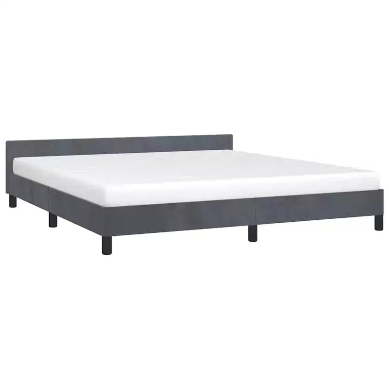 Bed Frame With Headboard Dark Grey Velvet Full Durable