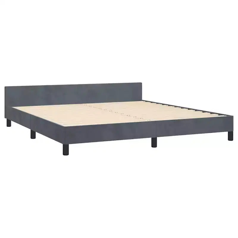 Bed Frame With Headboard Dark Grey Velvet Full Durable