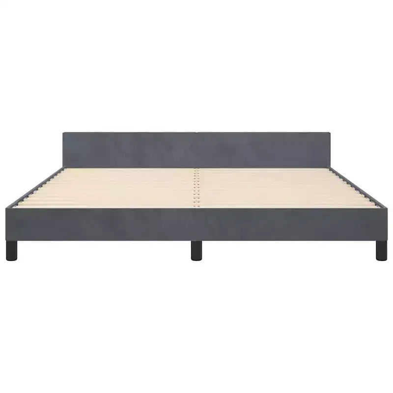 Bed Frame With Headboard Dark Grey Velvet Full Durable