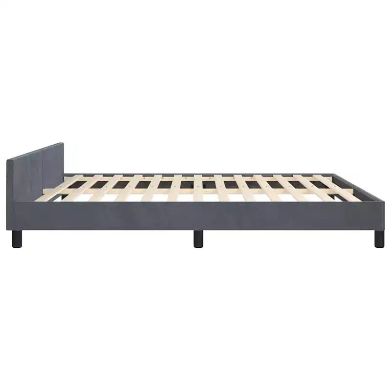 Bed Frame With Headboard Dark Grey Velvet Full Durable