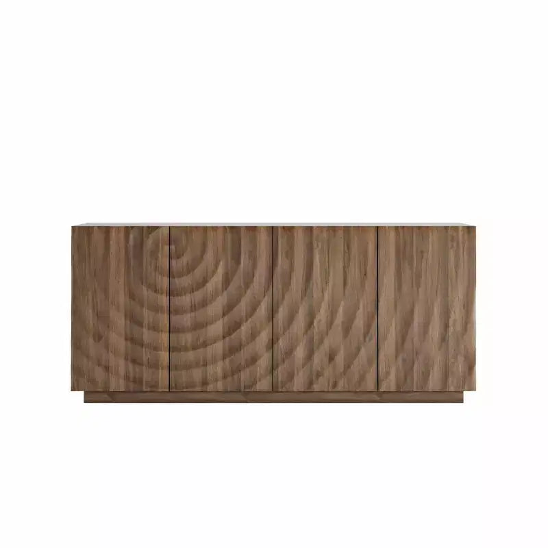 GDFStudio Grella 59'' Modern 3D Texture Storage Buffet Cabinet with 4 Doors and 2 Shelves