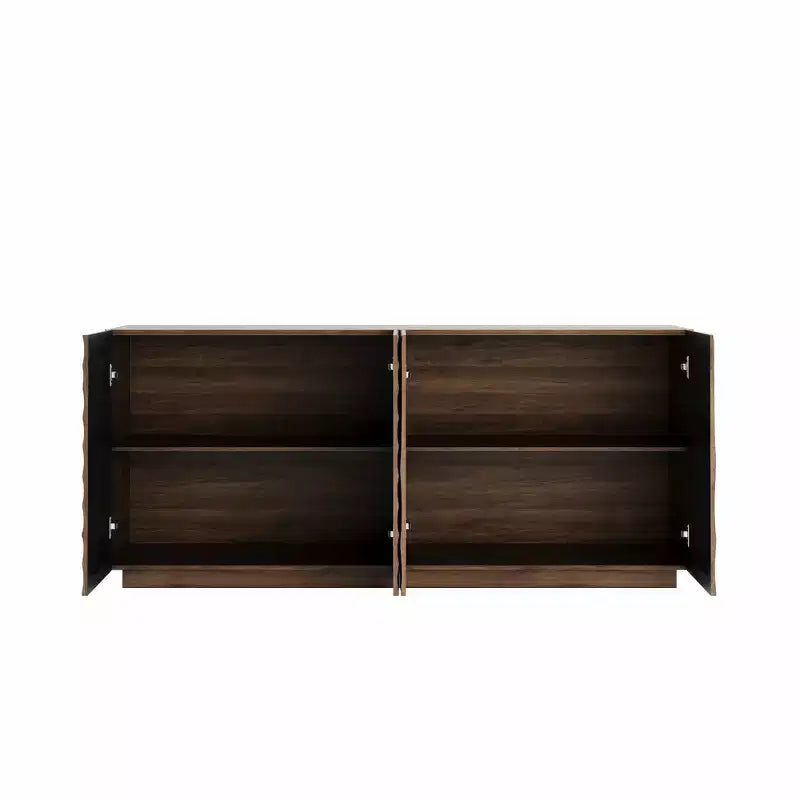 GDFStudio Grella 59'' Modern 3D Texture Storage Buffet Cabinet with 4 Doors and 2 Shelves