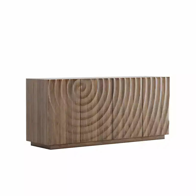 GDFStudio Grella 59'' Modern 3D Texture Storage Buffet Cabinet with 4 Doors and 2 Shelves