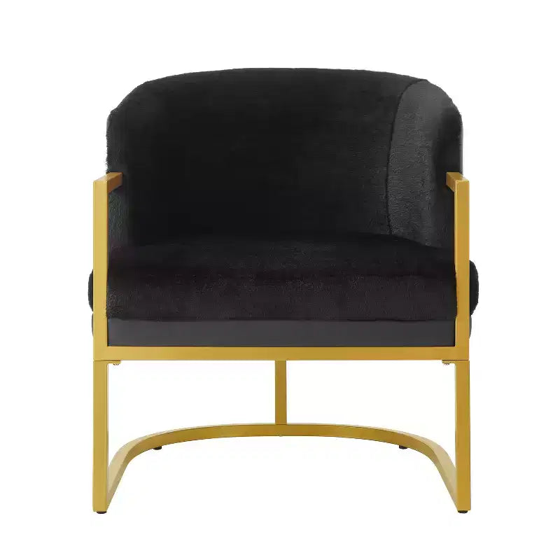 Christopher Knight Home Kaelis Modern Faux Fur Upholstered Accent Chair with Curved Backrect and Metal Frame