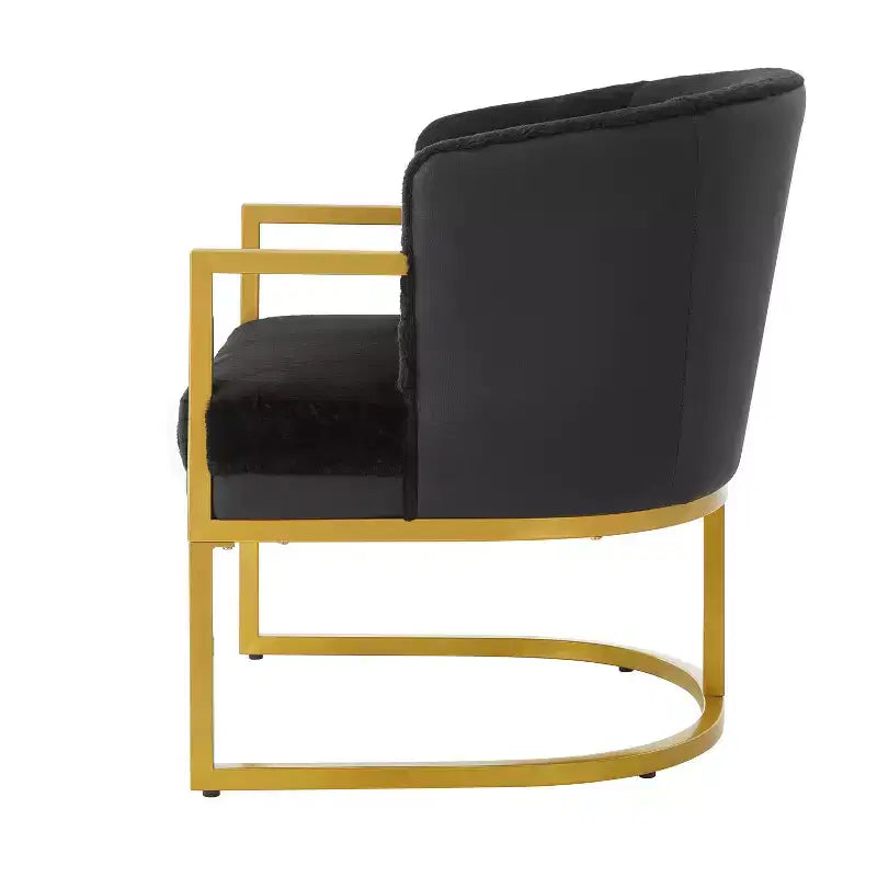 Christopher Knight Home Kaelis Modern Faux Fur Upholstered Accent Chair with Curved Backrect and Metal Frame