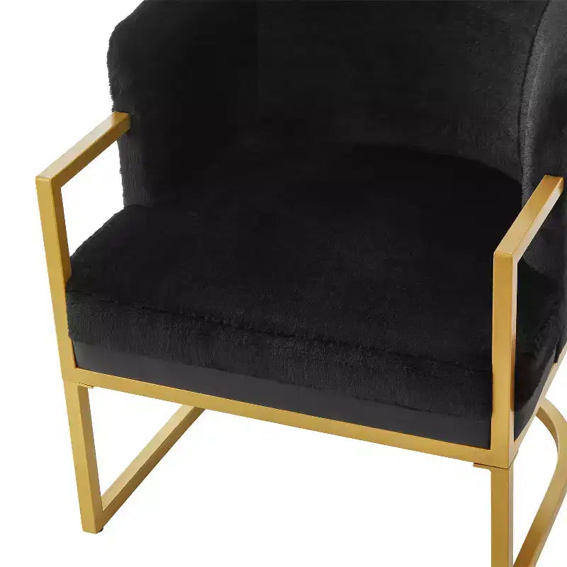 Christopher Knight Home Kaelis Modern Faux Fur Upholstered Accent Chair with Curved Backrect and Metal Frame
