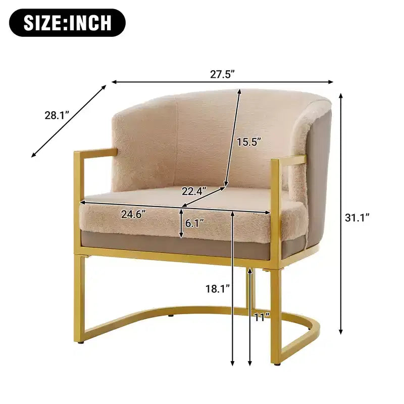 Christopher Knight Home Kaelis Modern Faux Fur Upholstered Accent Chair with Curved Backrect and Metal Frame