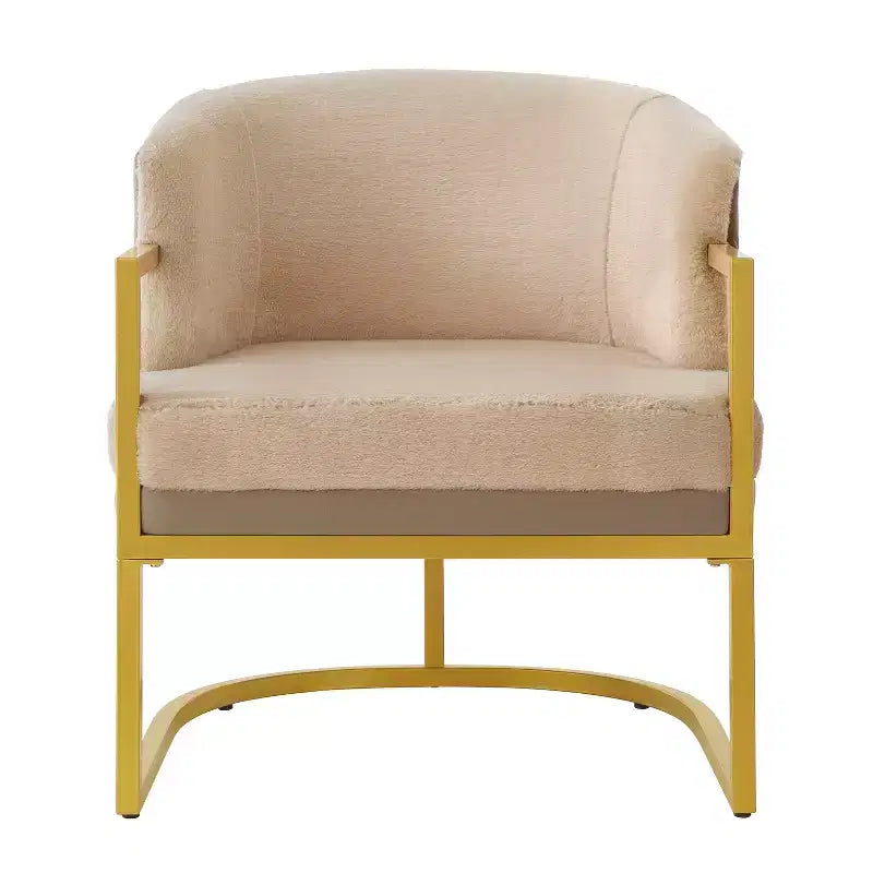 Christopher Knight Home Kaelis Modern Faux Fur Upholstered Accent Chair with Curved Backrect and Metal Frame