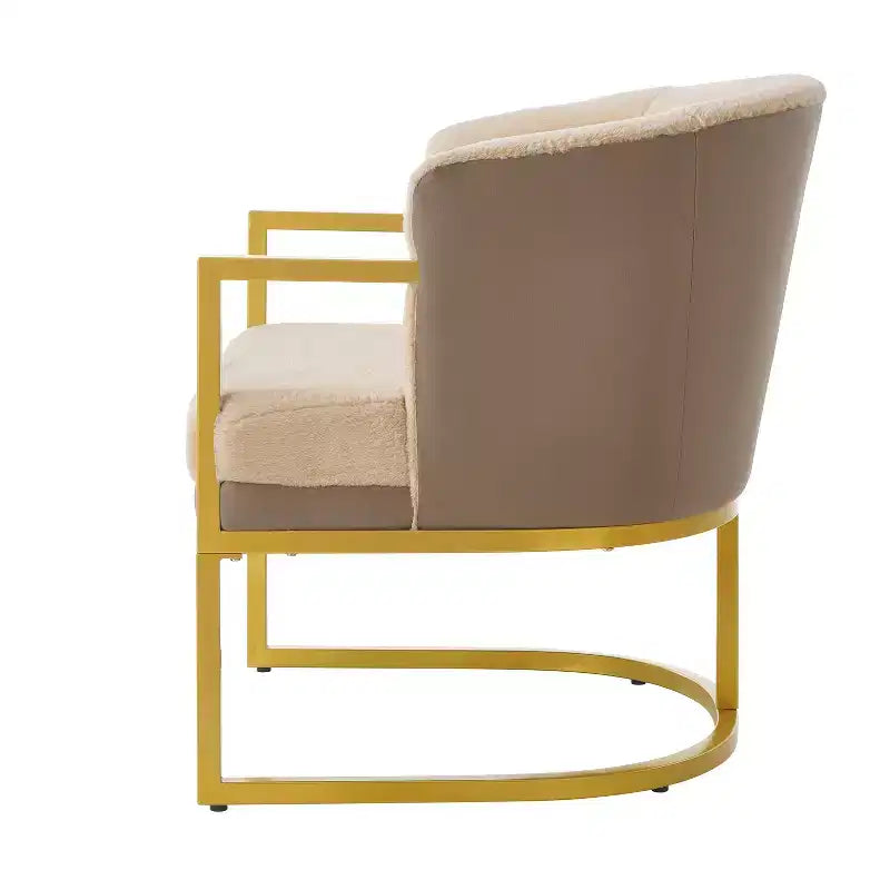 Christopher Knight Home Kaelis Modern Faux Fur Upholstered Accent Chair with Curved Backrect and Metal Frame