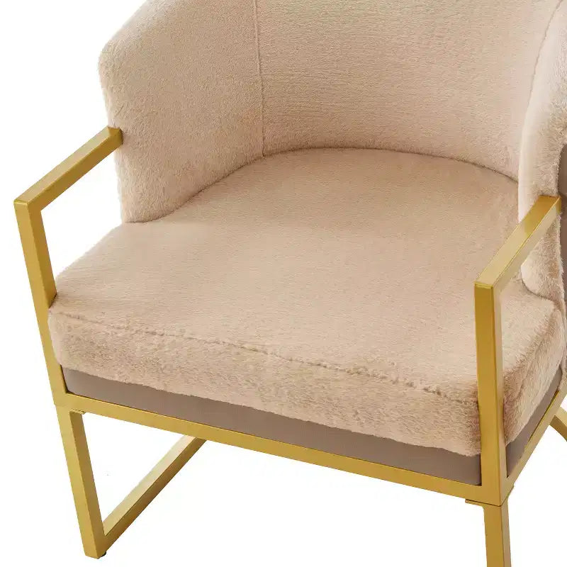 Christopher Knight Home Kaelis Modern Faux Fur Upholstered Accent Chair with Curved Backrect and Metal Frame