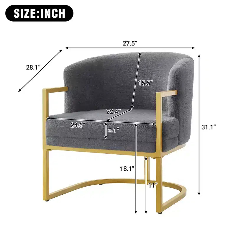 Christopher Knight Home Kaelis Modern Faux Fur Upholstered Accent Chair with Curved Backrect and Metal Frame