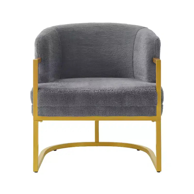 Christopher Knight Home Kaelis Modern Faux Fur Upholstered Accent Chair with Curved Backrect and Metal Frame